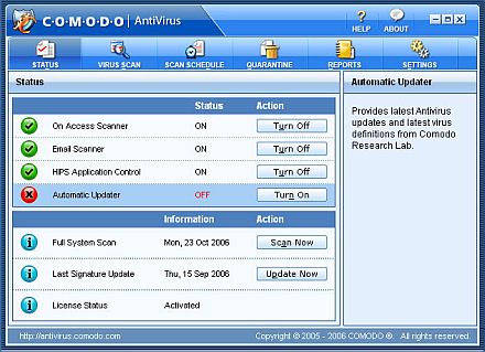 Screenshot of Comodo Antivirus