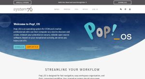 Pop_OS website homepage (above fold) (screenshot: Eric Hepperle, 2022)